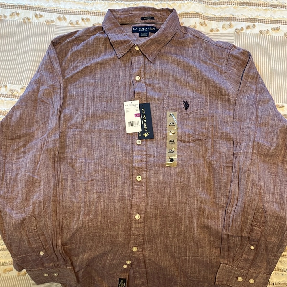 NWT Men’s U.S. Polo slim fit dress shirt.